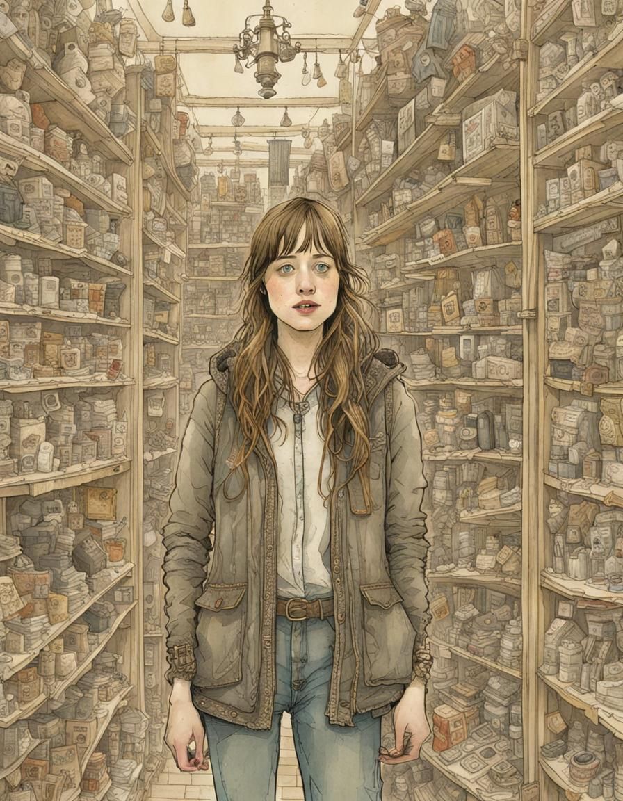 Detailed Portrait in Architectural Illustration Style