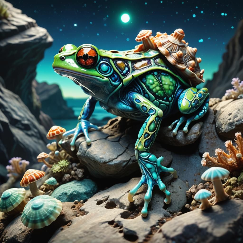 Bioluminescent Alien Landscape with Speculative Creature