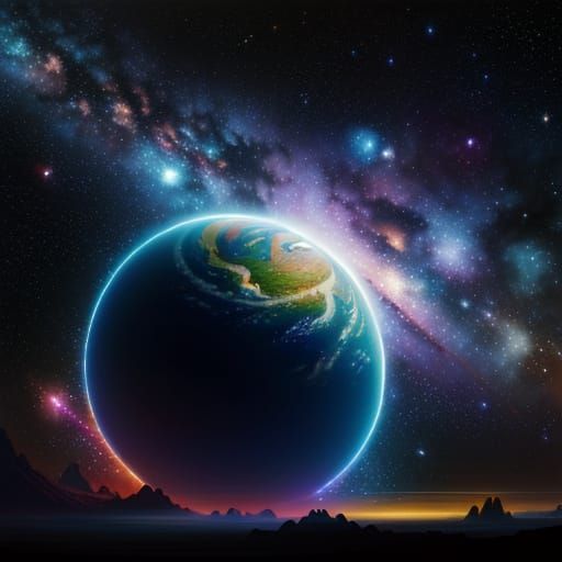 Panoramic Galaxy in Space Digital Art