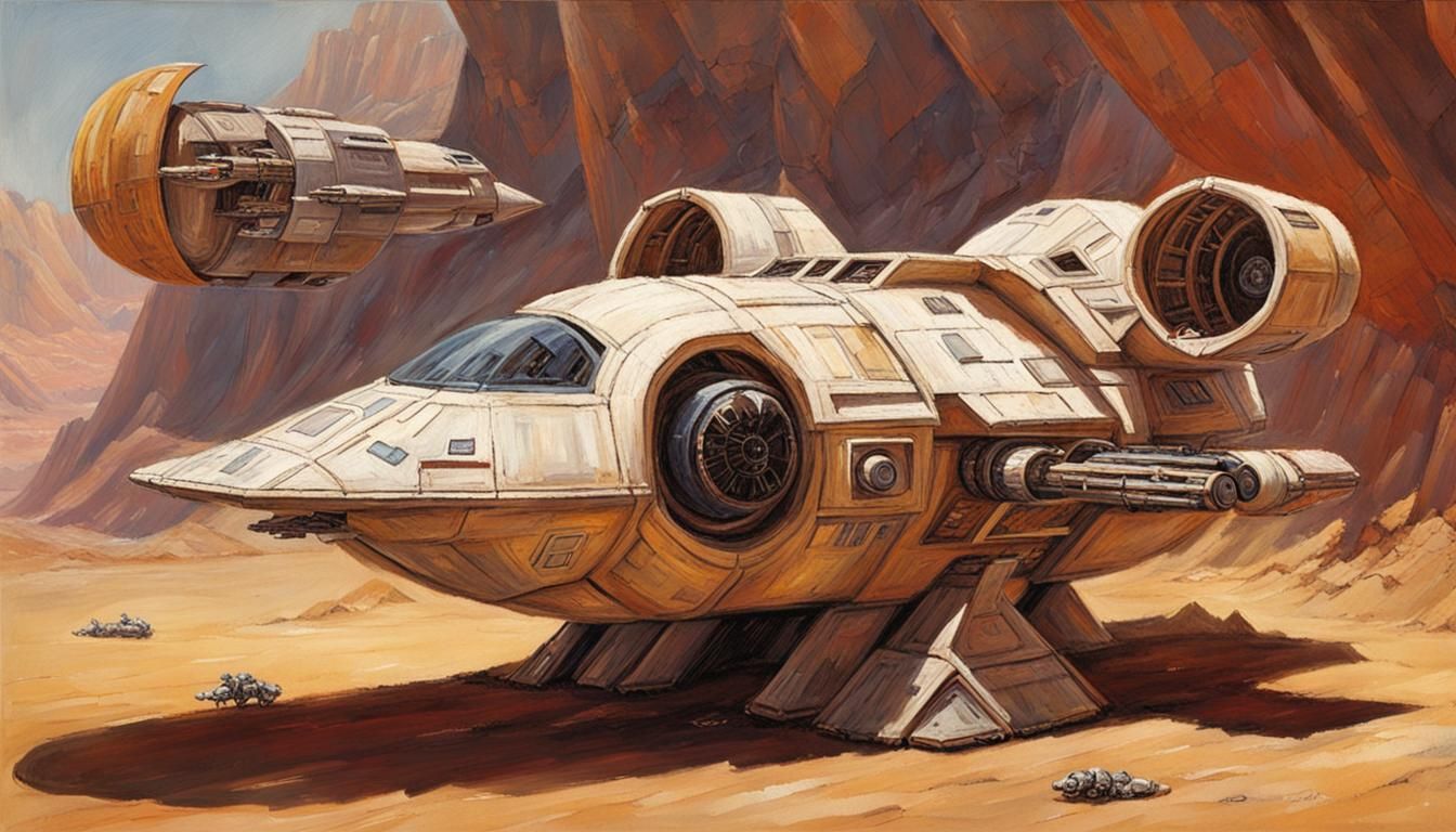 Small Star Wars Transport Ship Concepts as Oil Painting