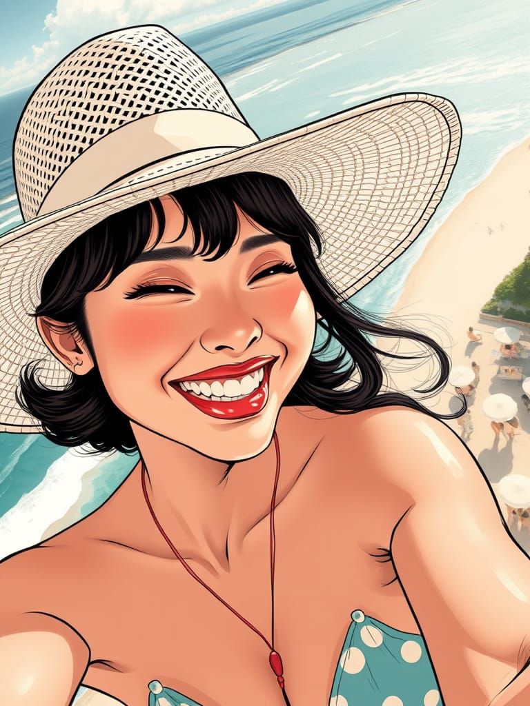 Vintage Comic Style Portrait of Qrion Momiji Tsukada in Ipan...