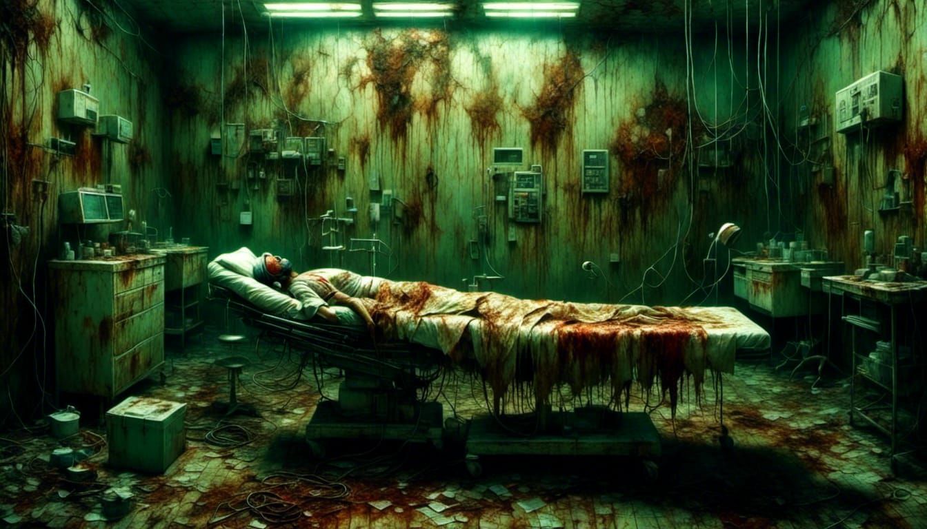 Insane Surgeon in Horrorcore Style with Blood Spatter