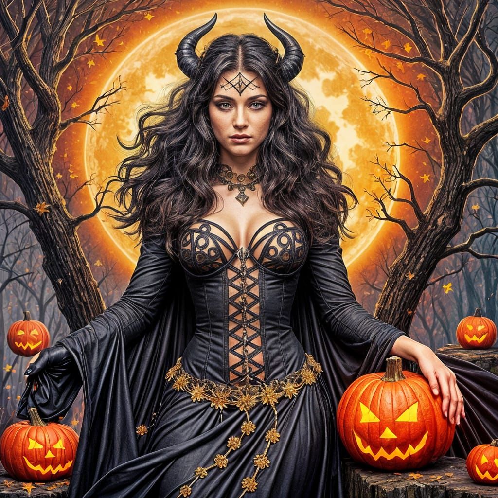 Samhain: Autumn Spirit Unleashing Winter Landscape