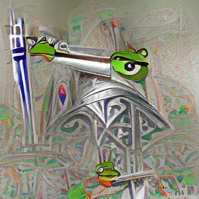 Pepe the Frog as King Arthur with Excalibur