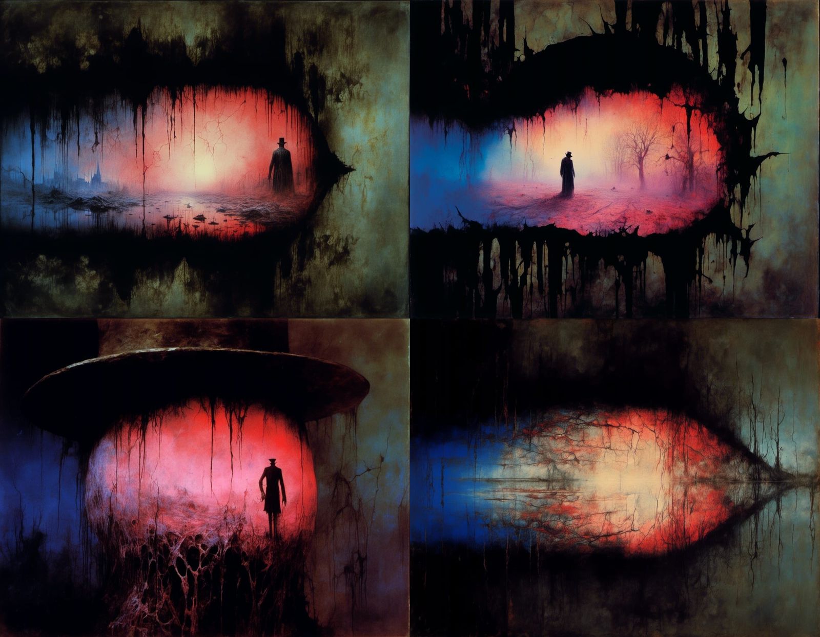 Macabre Translucent Entity in Tophat, Gothic Horror Art