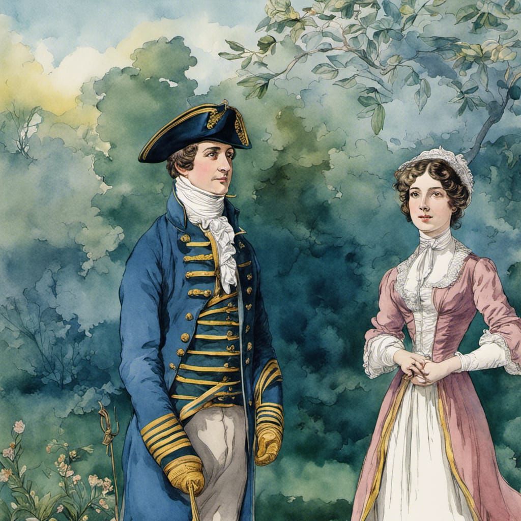 Romantic Watercolor Illustration Inspired by Jane Austen