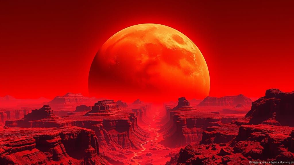 Mars in Vivid Red Digital Painting