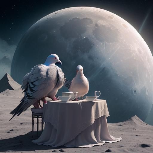 Doves Have Tea on the Moon: Fantasy Art