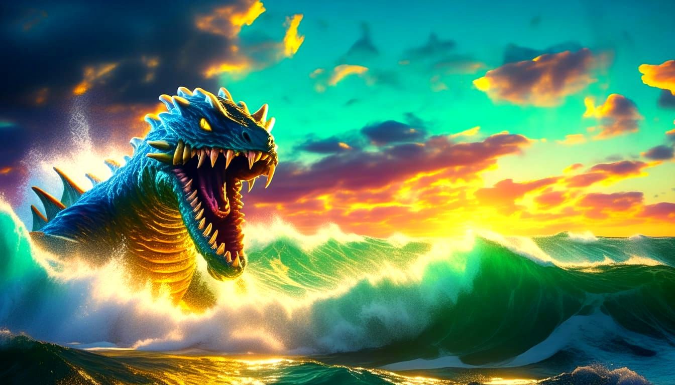 Giant Sea Monster Emerges at Noon in 4K