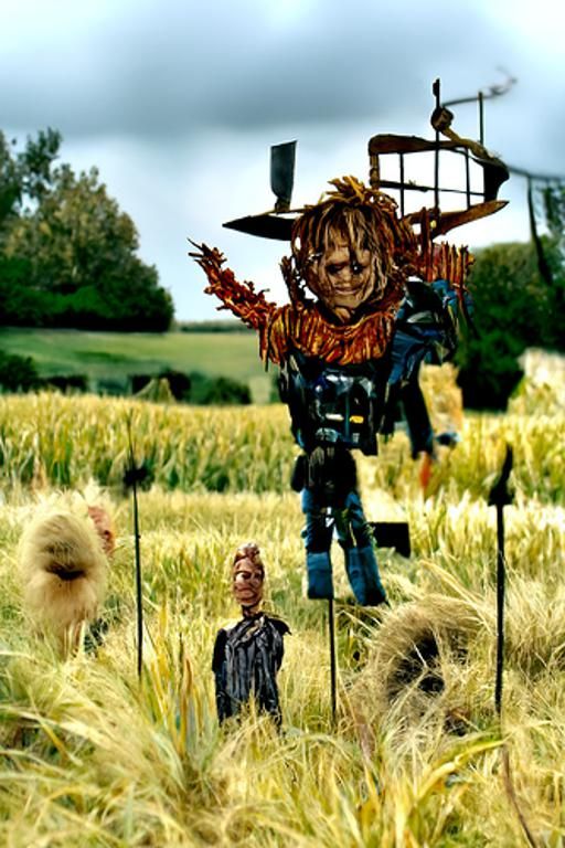 Scarecrow in Prairie Field with Cinematic Lens
