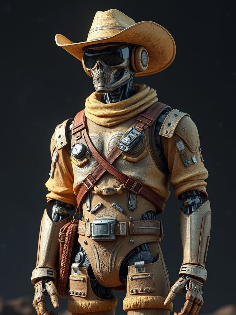 Cosmic Cowboy Robot Exploring Deep Space