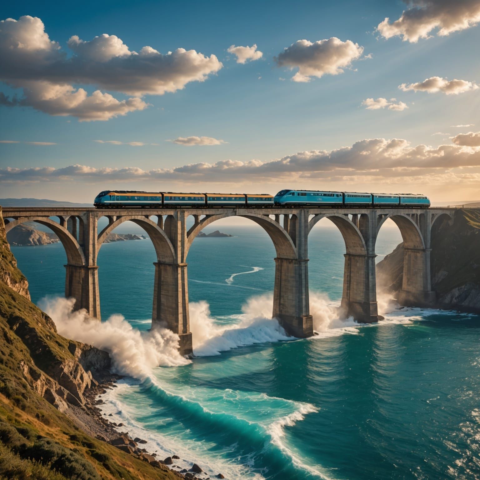 Majestic Transatlantic Train Speeds Across Mediterranean Arc...
