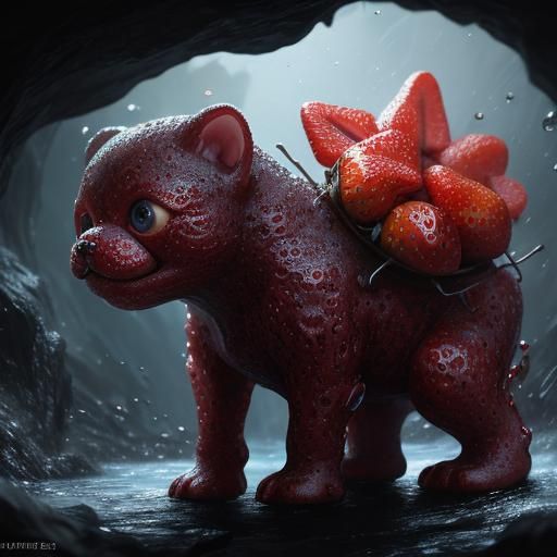 Cute cartoon strawberry puppy-monster