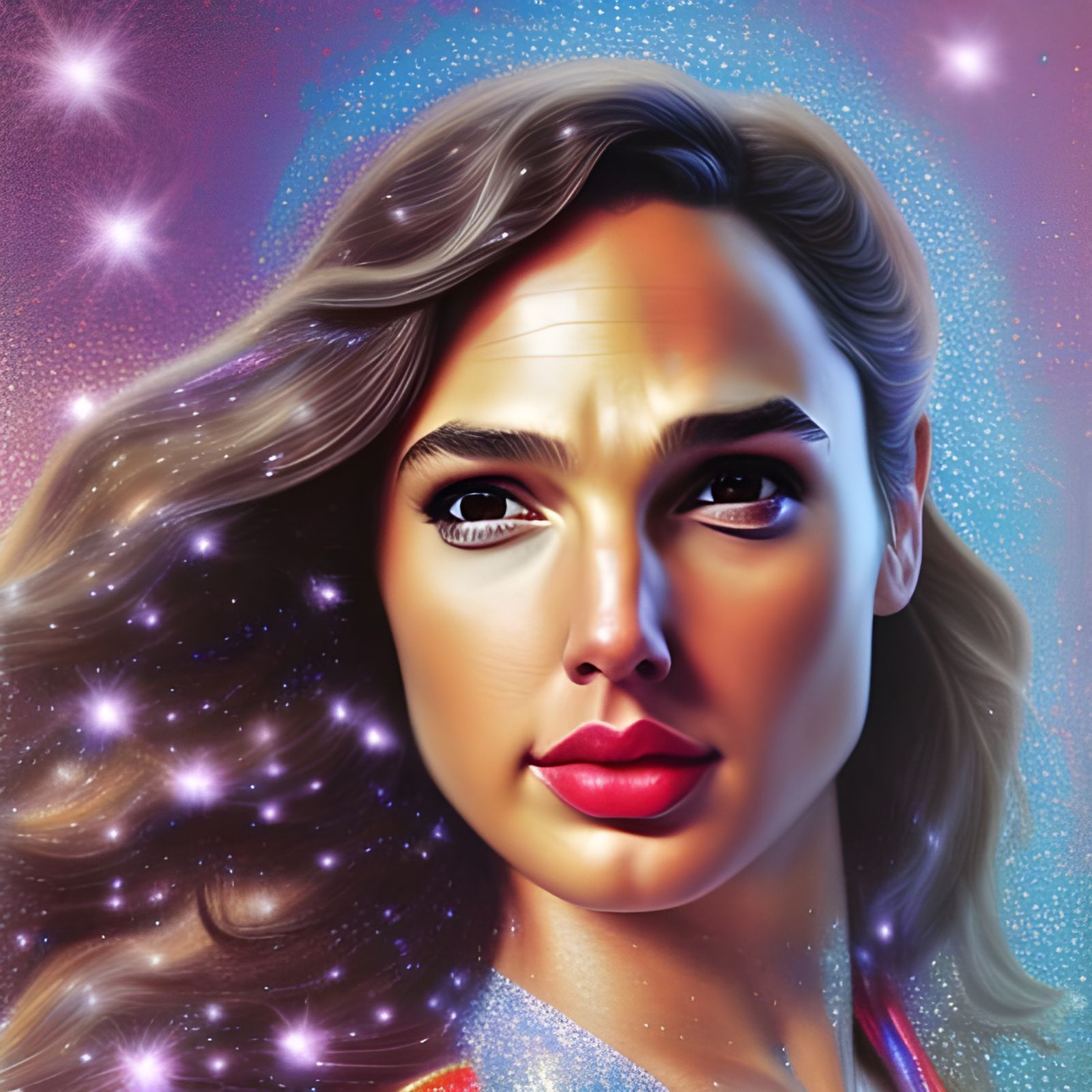 Gal Gadot Portrait with Luminous Sparkles