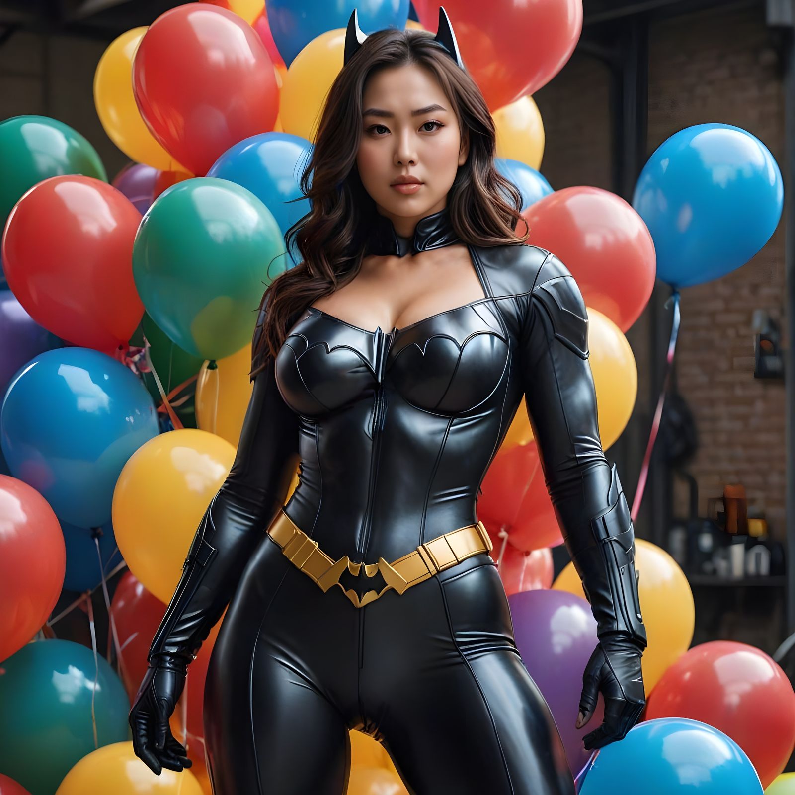 Cyberpunk-Inspired Korean Superheroine in Batman Suit