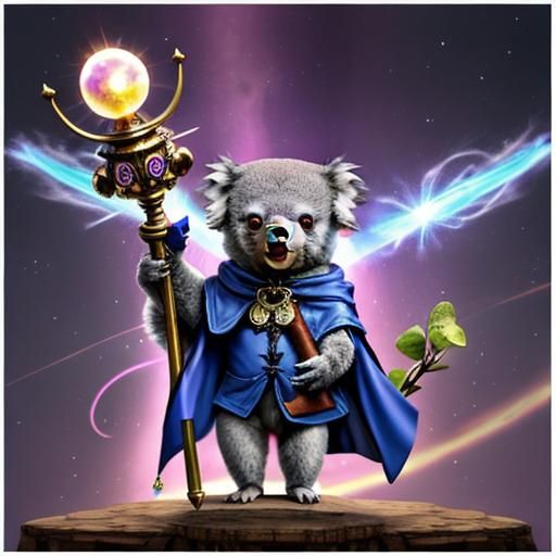 Anthropomorphic Koala Cosplaying as a Wizard