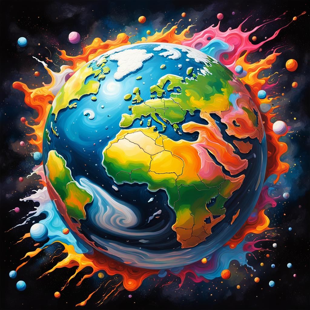 Earth from Space: Vibrant Graffiti Art