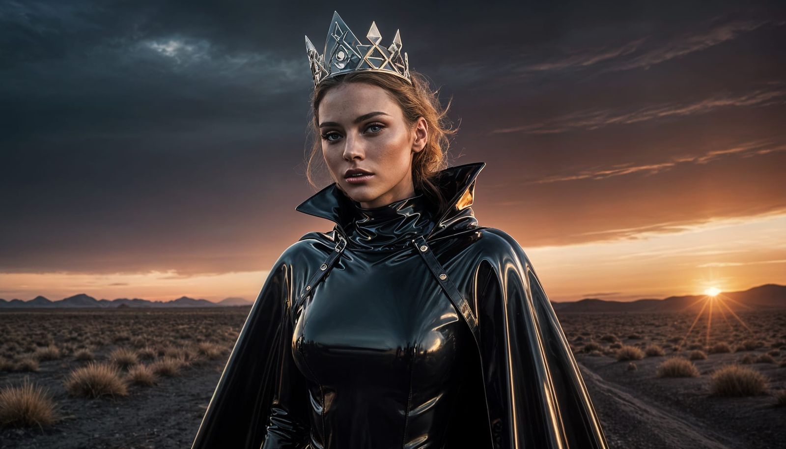 Futuristic Fashion Model in Latex Avant-Garde Sci-Fi Editori...