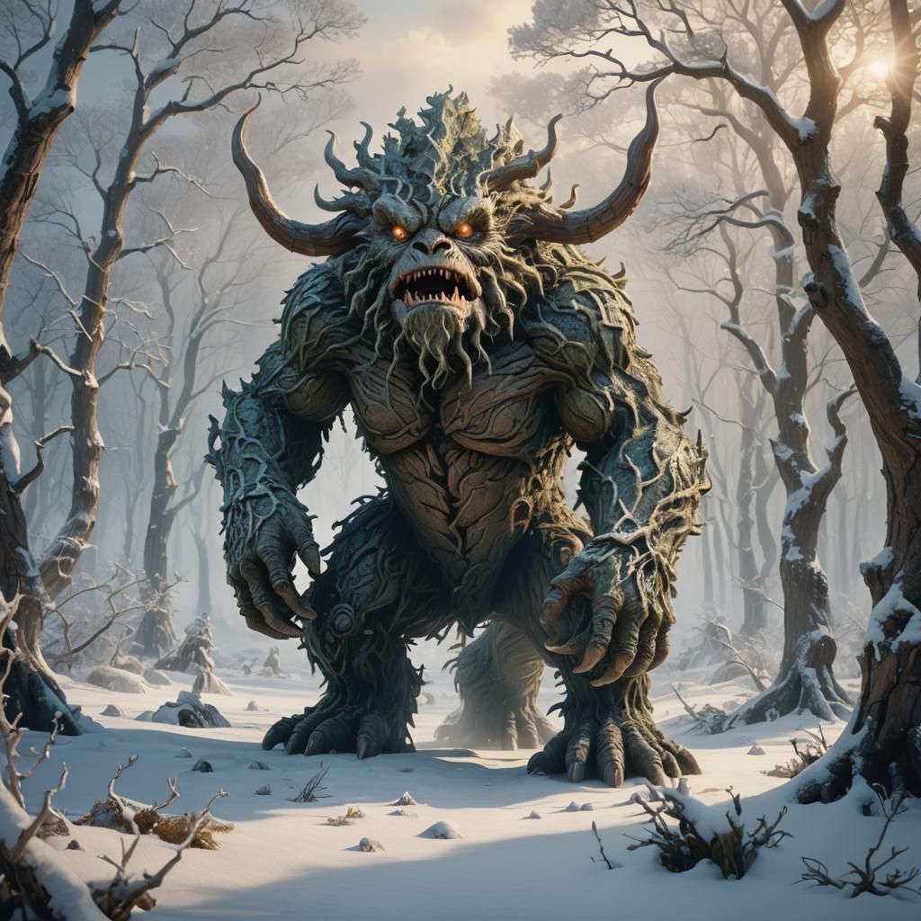 Oak Tree Monster in Ancient Arctic Landscape