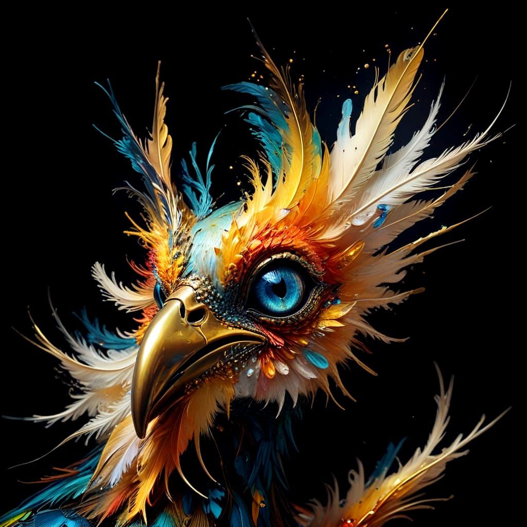 Dreamlike Bird's Head in Vibrant Oil Painting
