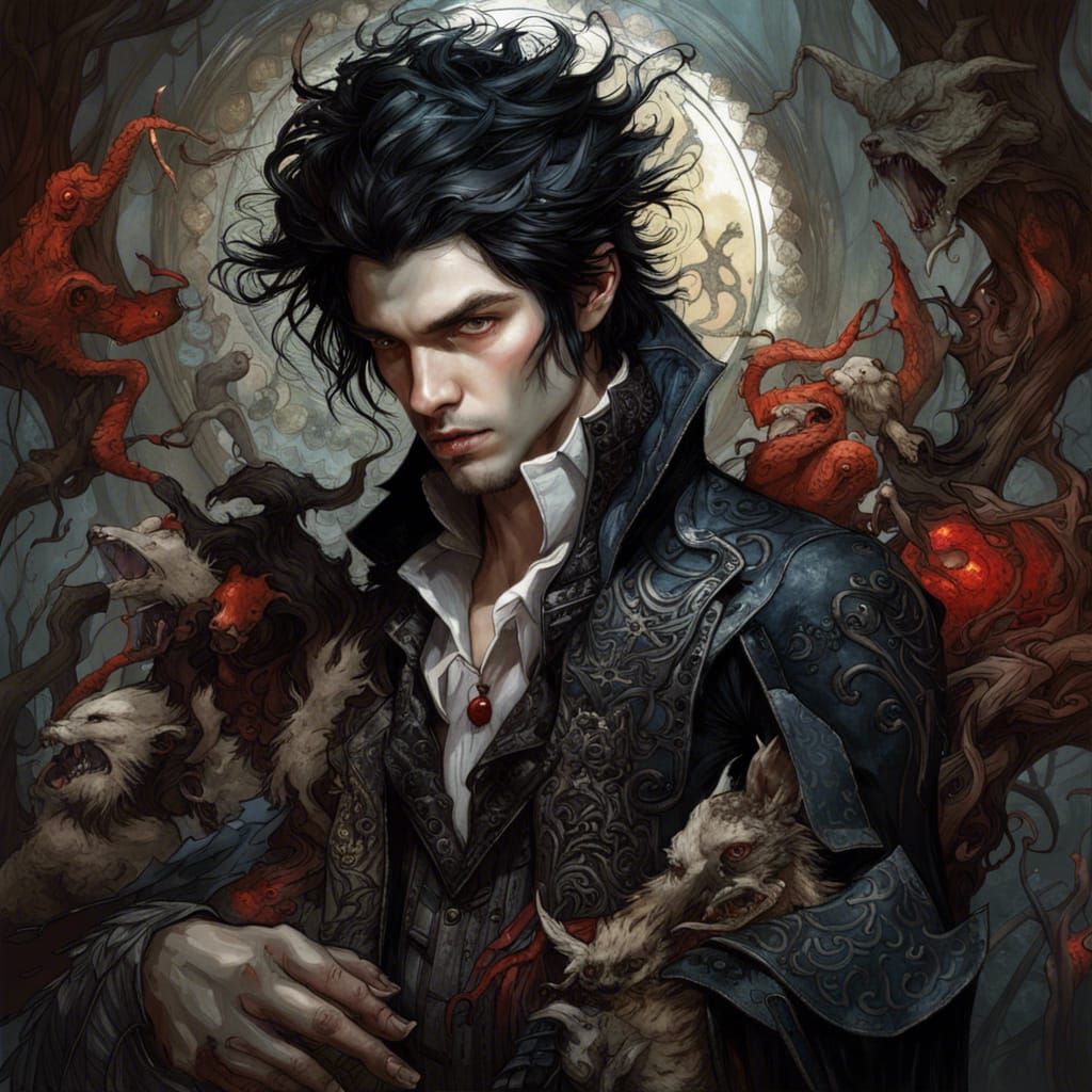 Youthful Vampire Portrait in Fantasycore Style