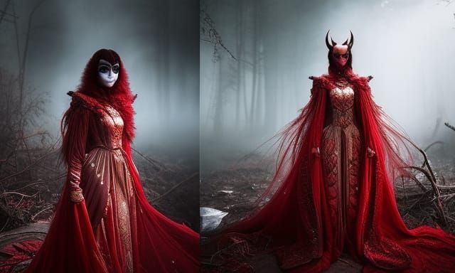 Fierce Translucent Witch High Priestess in Steampunk Style