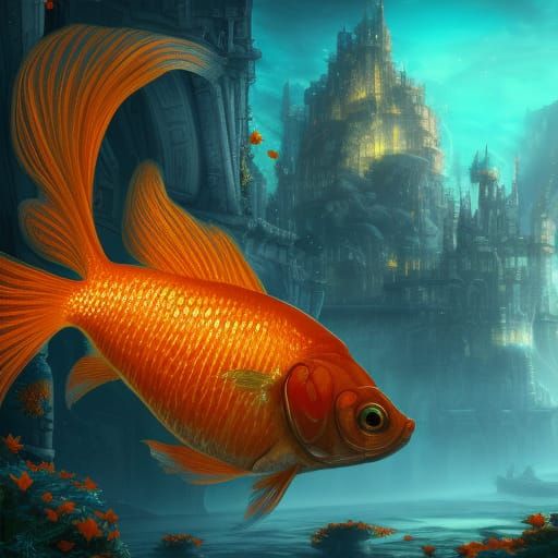 Fantastical Goldfish: Detailed Matte Painting