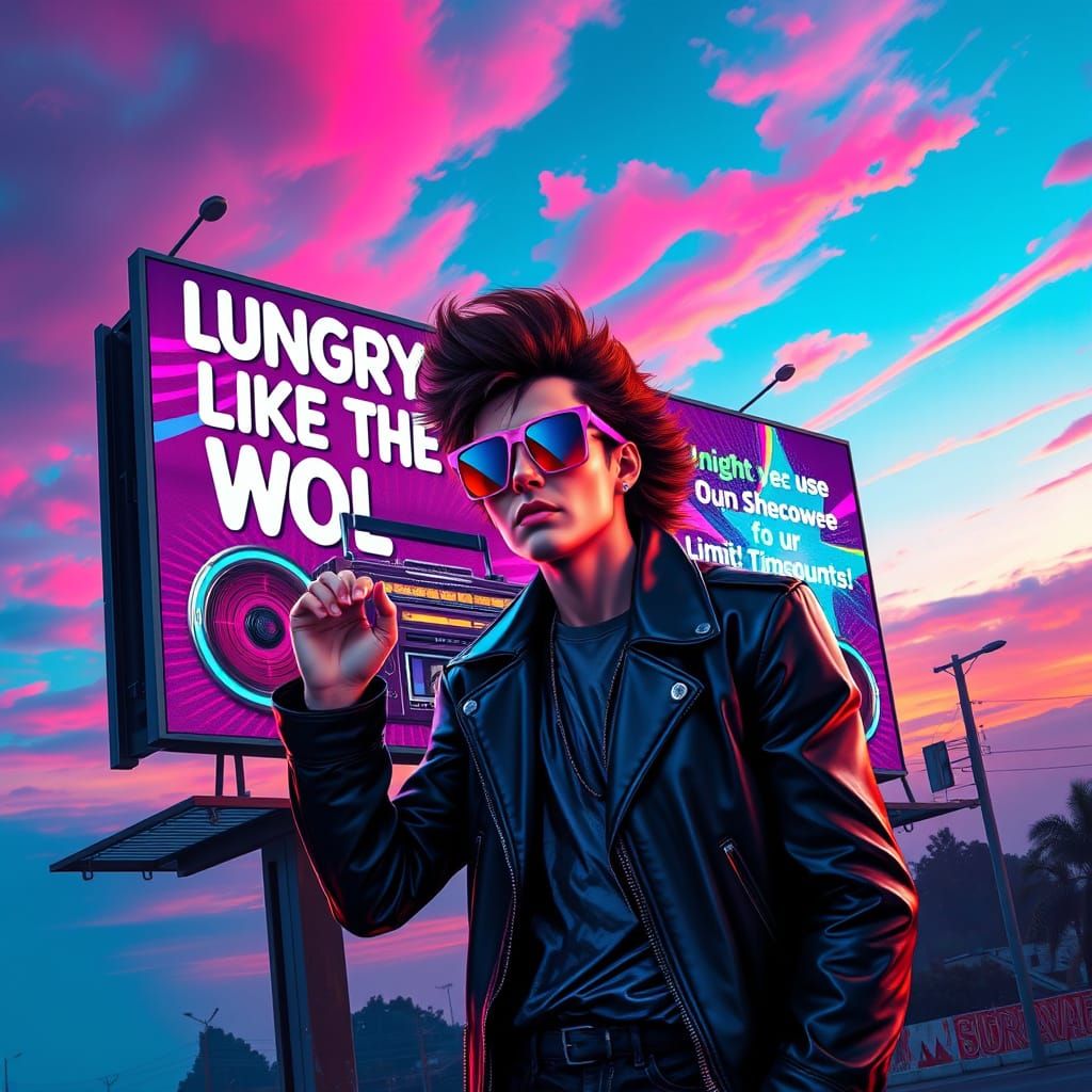 Electric Dreams Billboard: A Retro-Futuristic 80s Pop Cultur...