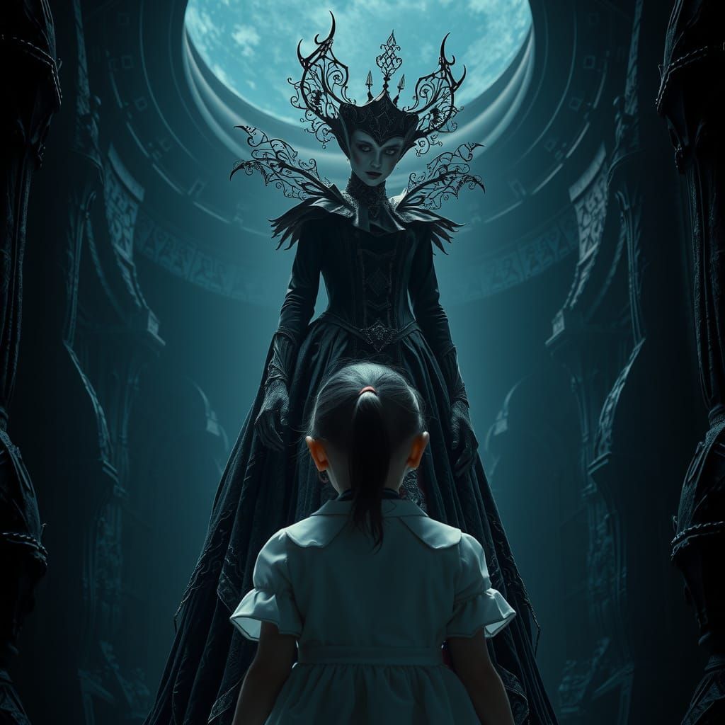 Menacing Vampire Queen in the Void: Digital Art