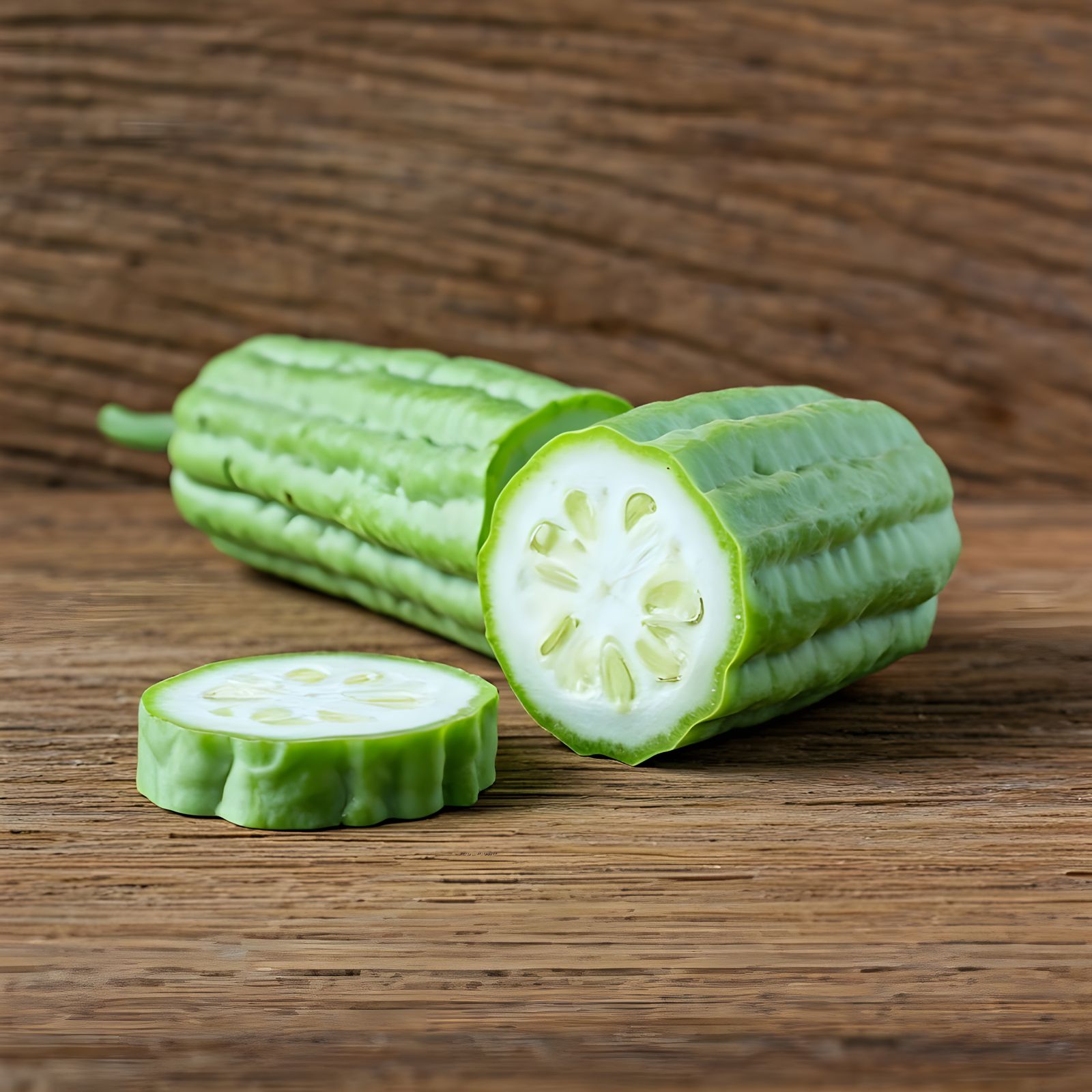 Cross-Section of Freshly Cut Luffa Acutangula