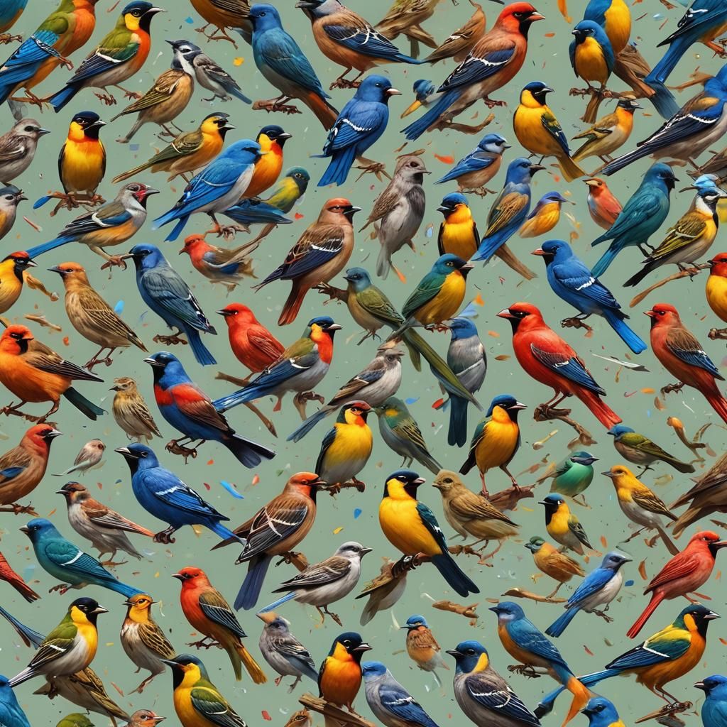 Hyperrealistic Birds in Splash Art Style