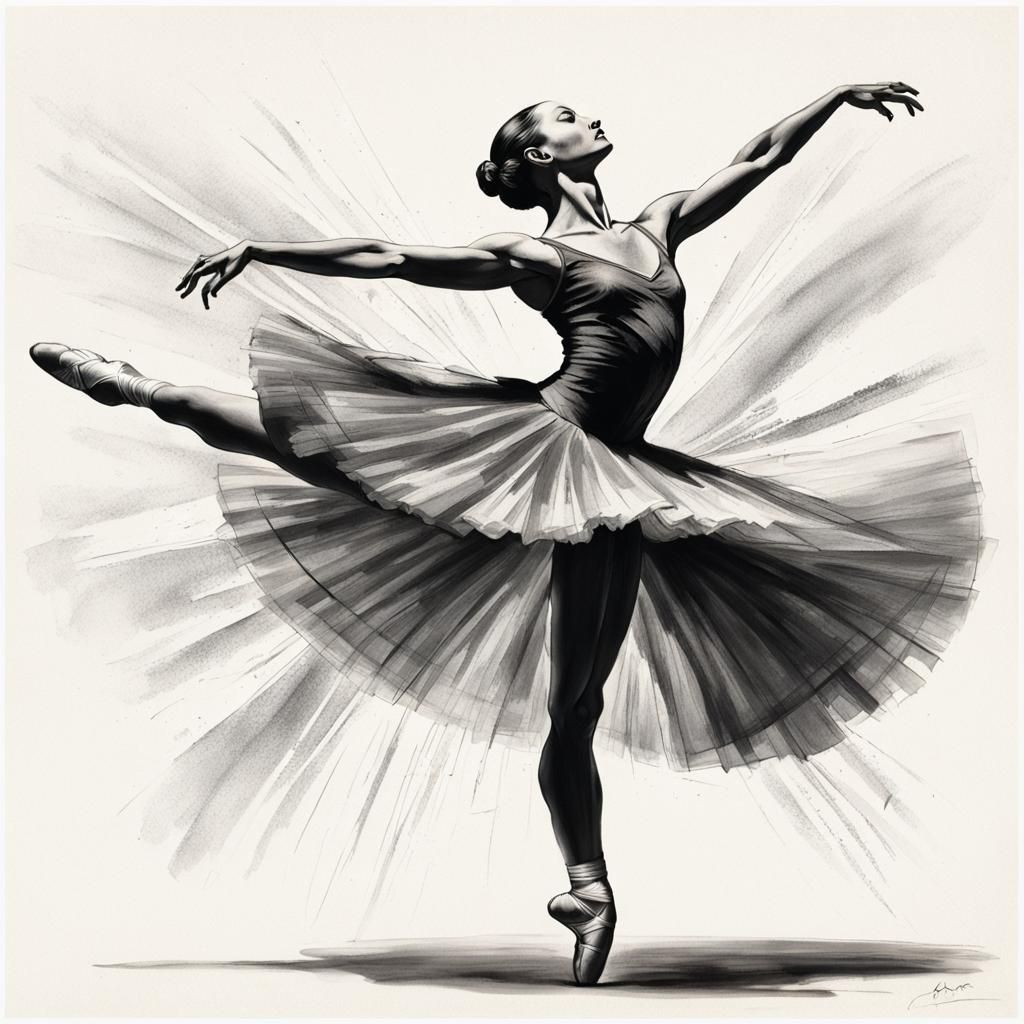 Ballerina en Pointe: Art Nouveau Meets Digital Art