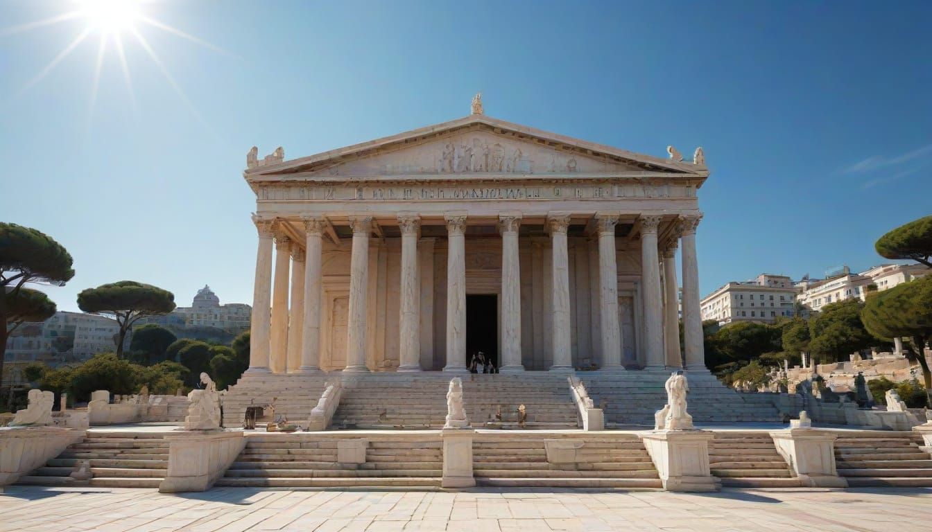 Ancient Mausoleum of Halicarnassus in Sunlight