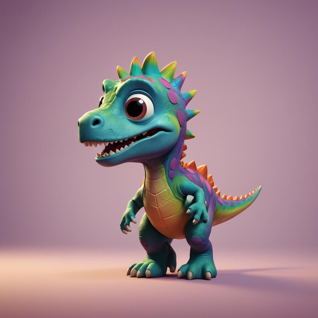 Cute Dinosaur in Pixar-Style 3D Digital Art