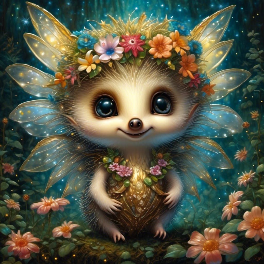 Chibi Hedgehog Fairy in Jungle, Matte Painting