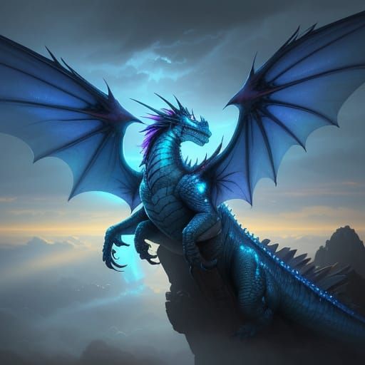 Surreal Dragon Erupts in Ethereal Blue Radiance