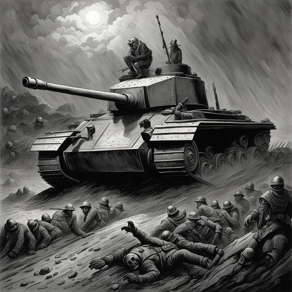 Tank in Dark Horror Style of Doré