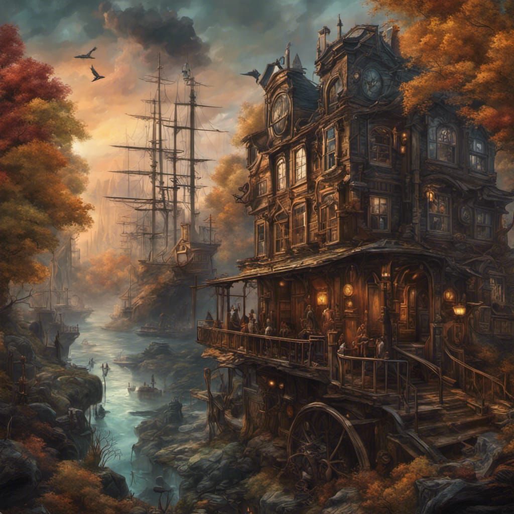 Surreal Steampunk New England Landscape in Unreal Engine