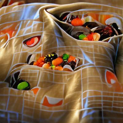 Pillowcase Overflowing with Halloween Candy