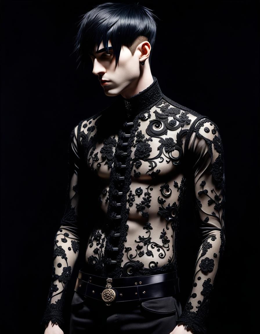 Emo Carved Torso in Lace: Detailed Digital Art