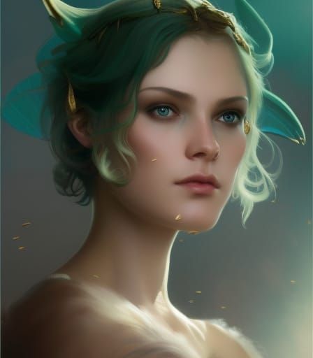 Detailed Pixie Portrait with Gold Key, Astral Illustration