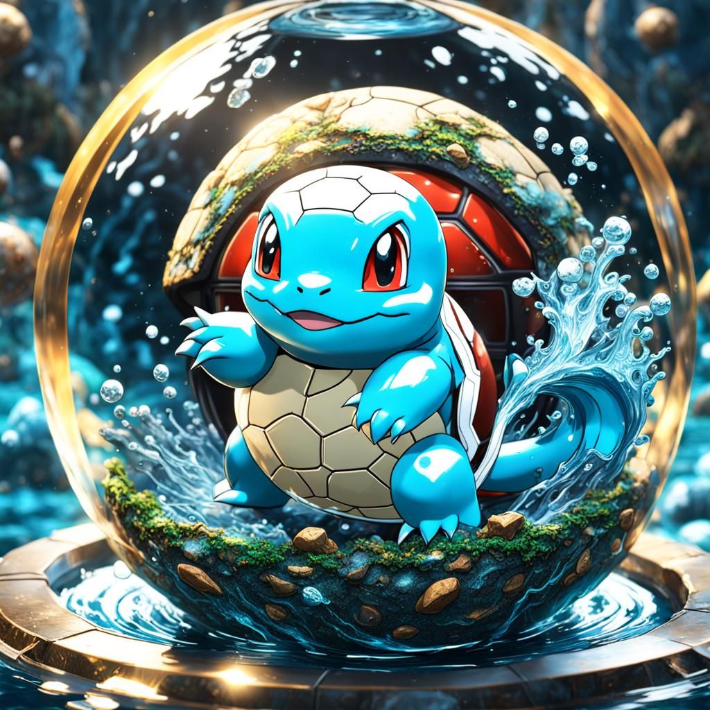 Squirtle in Poké Ball: Detailed Fantasy Art
