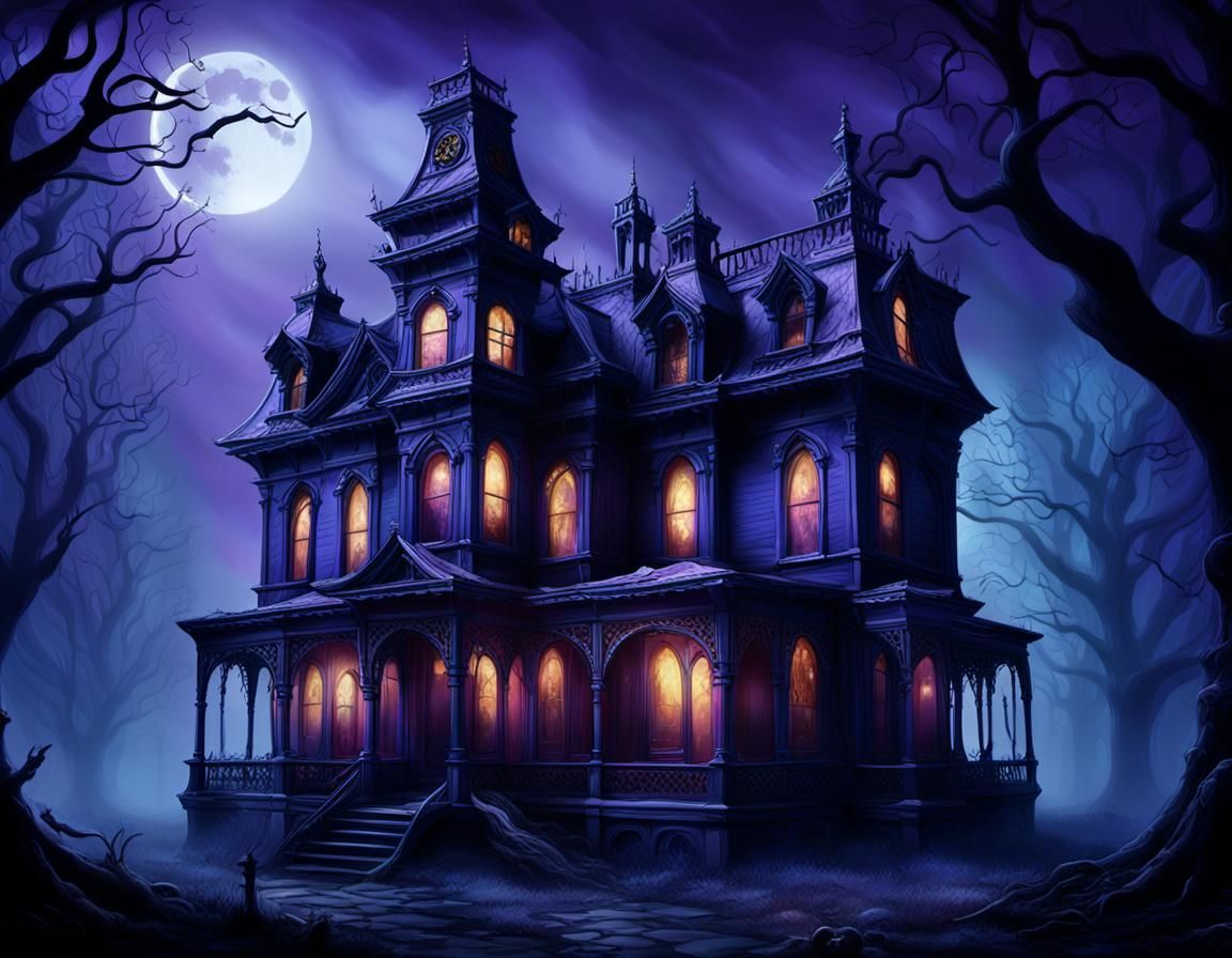 Gothic Victorian Haunted House in Fantasy Concept Art