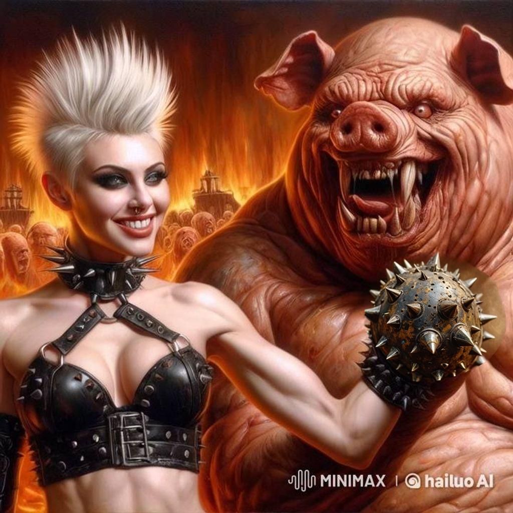 Ominous Spiked Mace Head in Gothic Digital Art