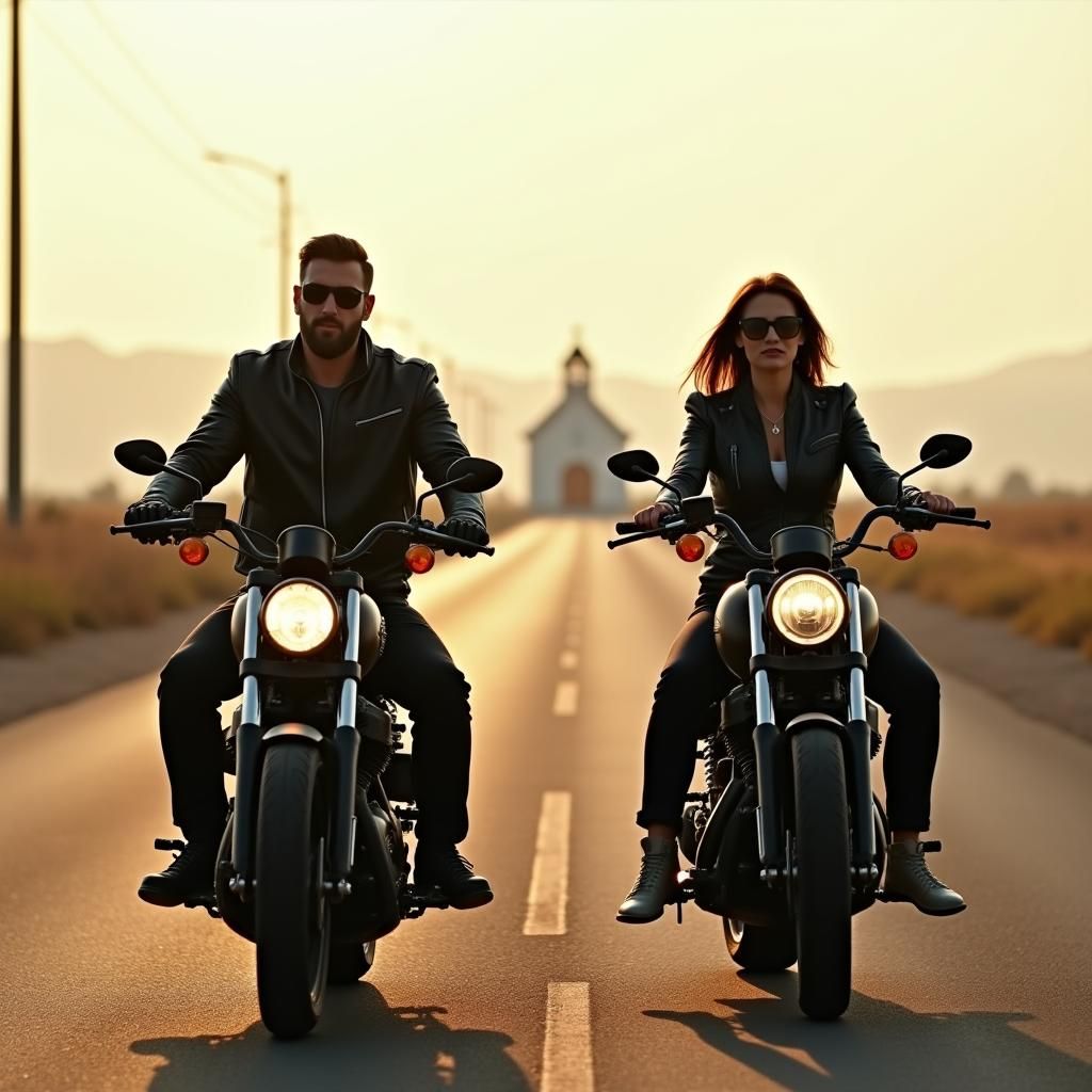 Motorcycle Riders on the Open Road in Cinematic Style