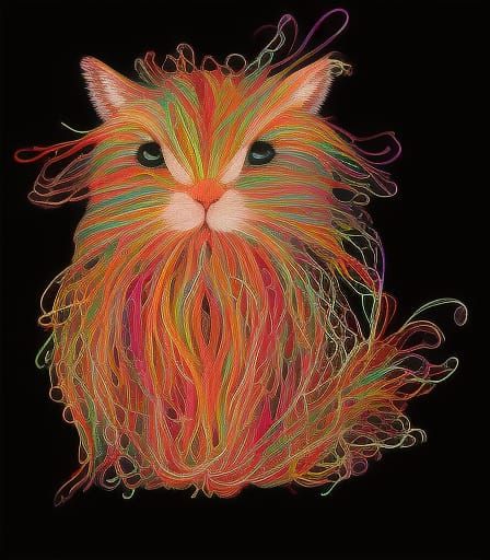 Whimsical Yarn Bunnies in Pointillist Style