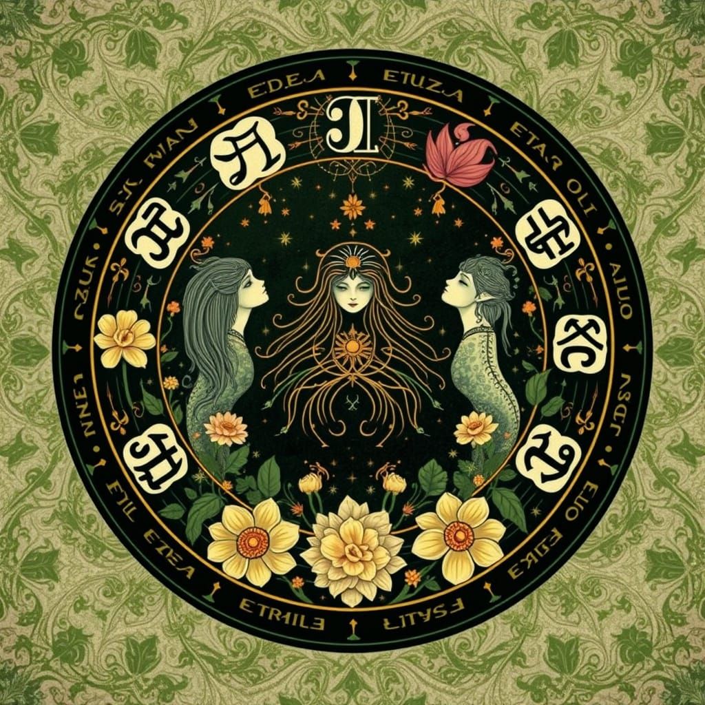 Triple Zodiac in Vibrant Botanical Wonderland