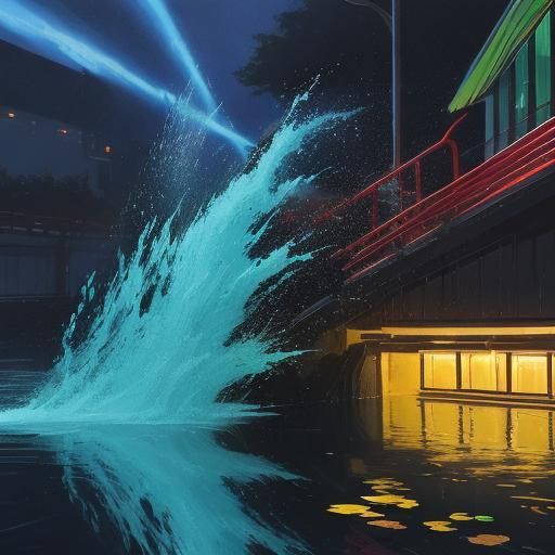 Colorful Rain Boots in Puddles: Vibrant Anime Art