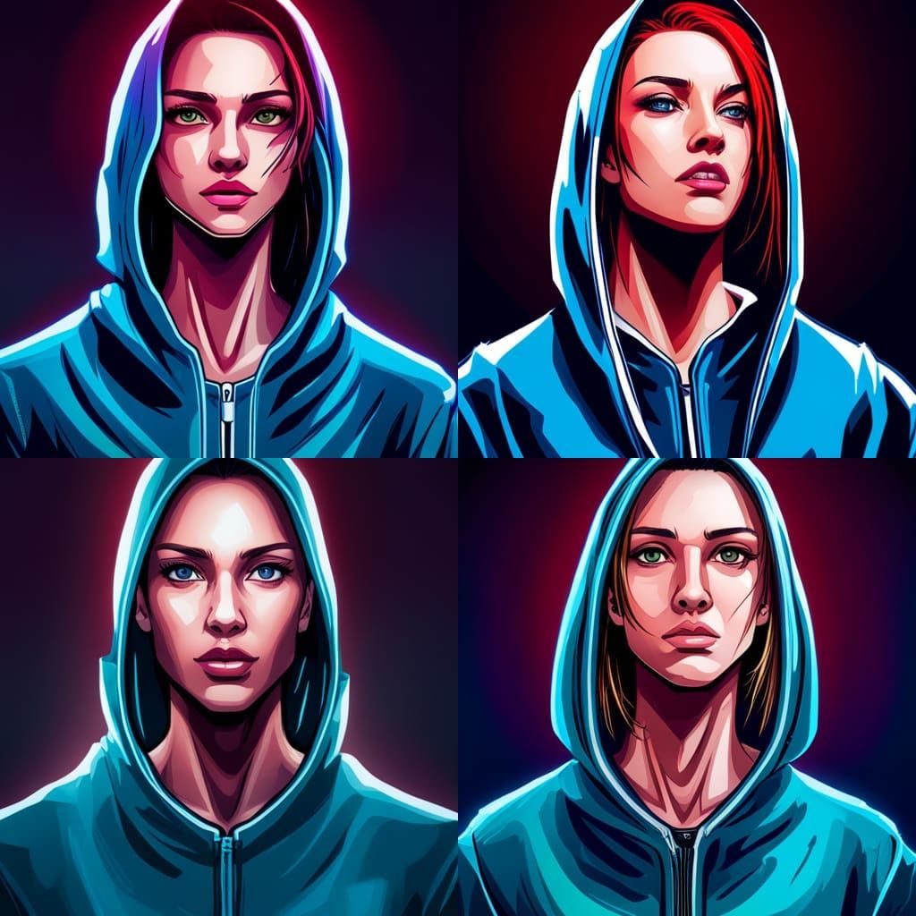 Cyberpunk Anime Woman in Neon Graffiti Art