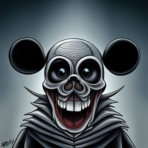 Scary Mickey Mouse Skullface with Platinum Fangs